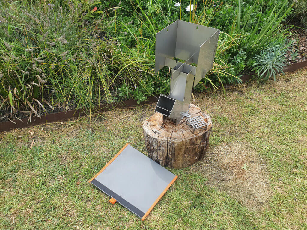 Aussie Rocket Stove SS™ with Windshield SS™ – Kit 2